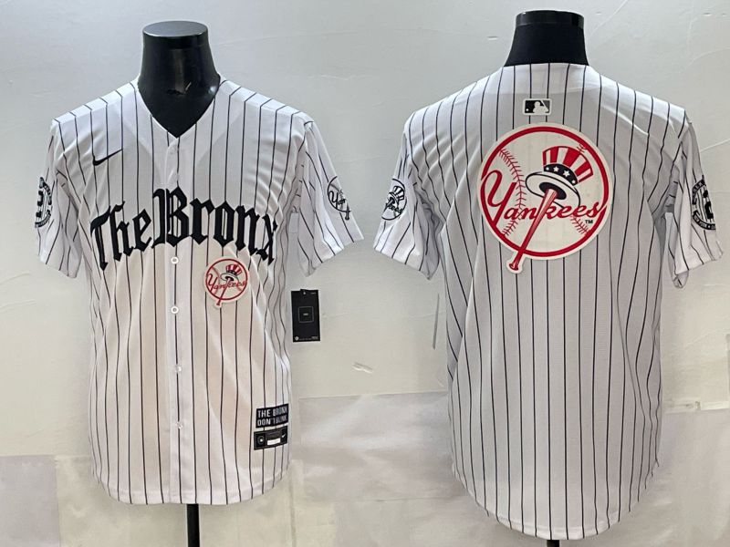 Men 2025 New York Yankees Blank White Stripe Five generations Joint Name Nike MLB Jersey style 024->new york yankees->MLB Jersey